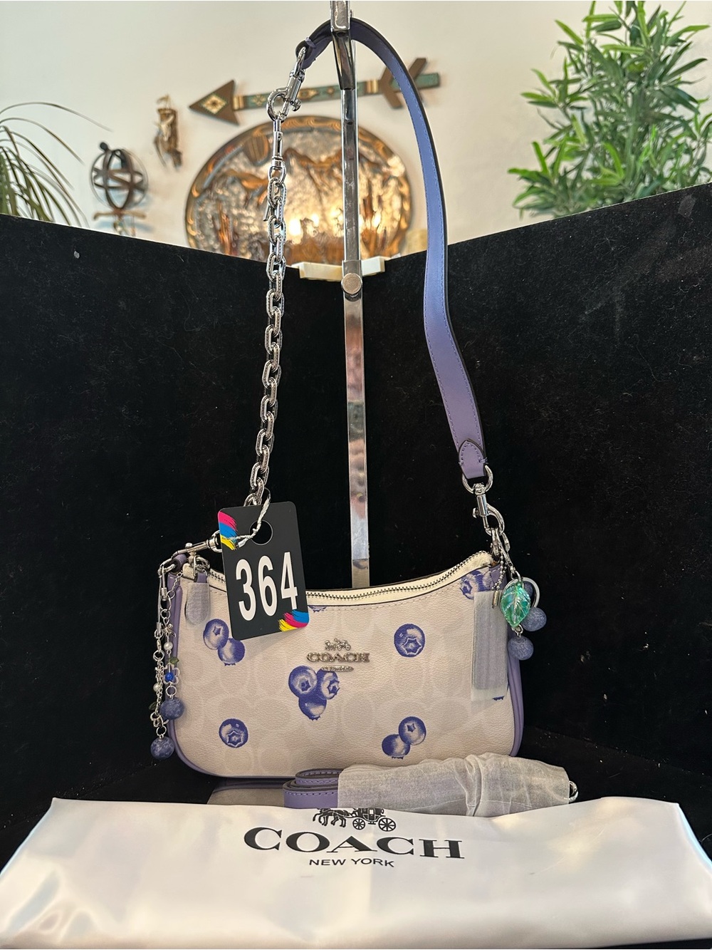 Coach #364 Teri blueberry Printed Leather Satchel/Shoulder/added crossbody